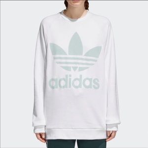 Adidas sweatshirt - white with mint green logo